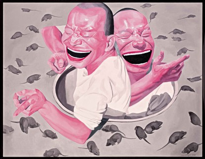 Yue MinJun, Everywhere, 2002